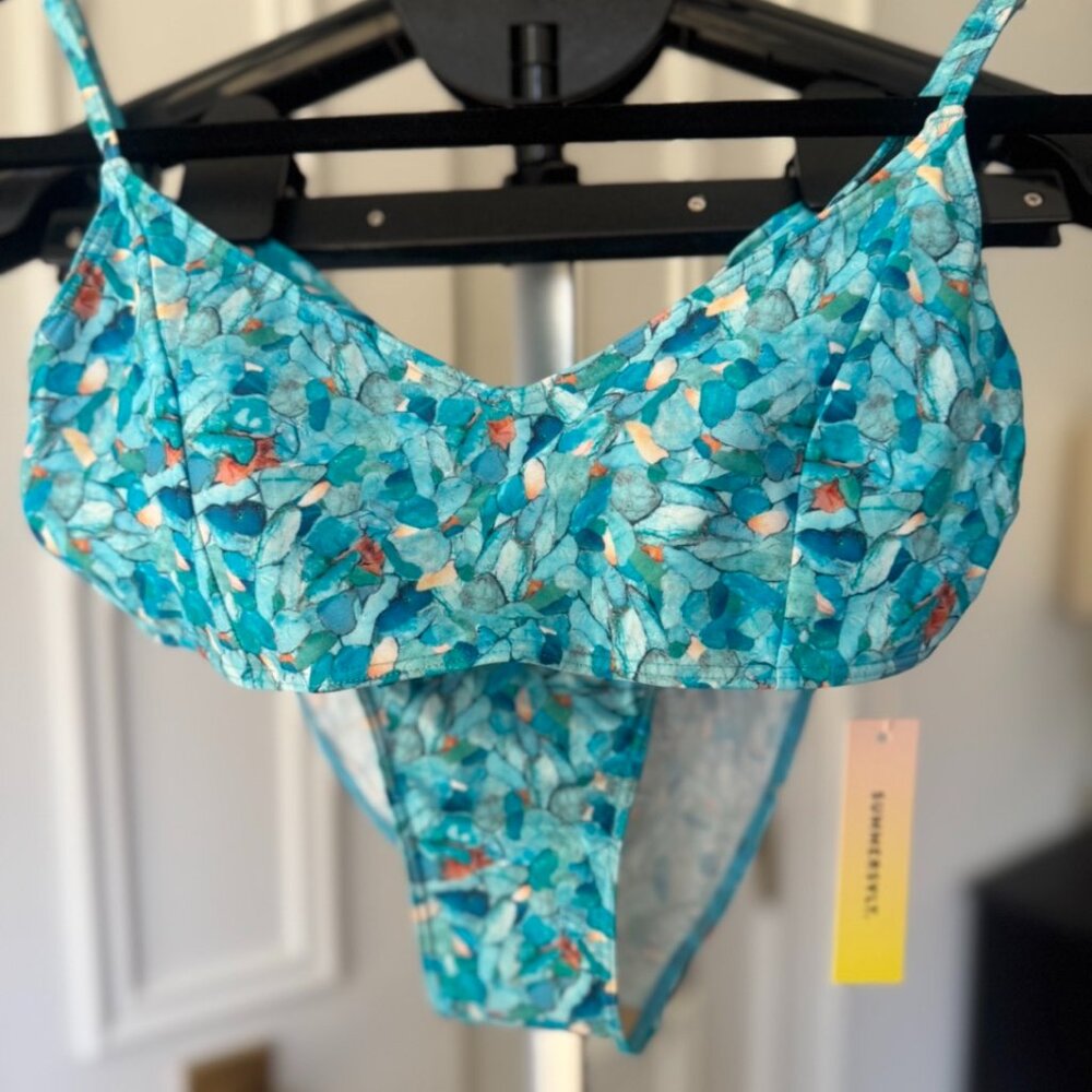 Summersalt V-Front Mid Rise Bikini in Wanderlust Print Sz 4